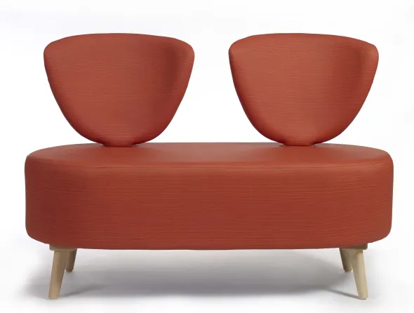 Banquette 2 places Bulle - pieds hêtre - unicolore - textile enduit