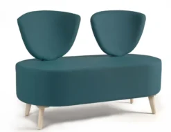 Banquette 2 places Bulle - pieds hêtre - unicolore - tissu