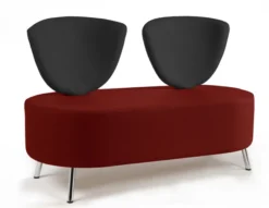 Banquette 2 places Bulle - pieds chromés - assise et dossier bicolores - tissu