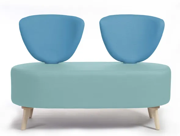 Banquette 2 places Bulle - pieds hêtre - assise et dossier bicolores - textile enduit