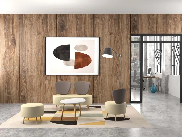 Banquette 2 places Bulle - pieds hêtre - assise et dossier bicolores - textile enduit