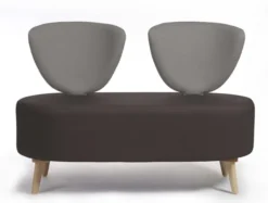 Banquette 2 places Bulle - pieds hêtre - assise et dossier bicolores - textile enduit