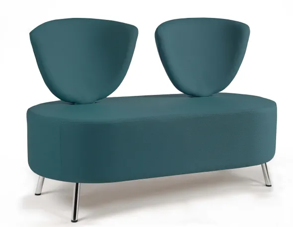 Banquette 2 places Bulle - pieds chromés - unicolore - tissu