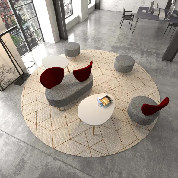 Banquette 2 places Bulle - pieds chromés - unicolore - textile enduit