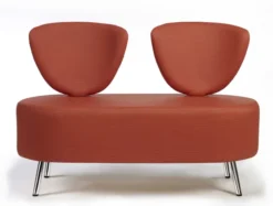 Banquette 2 places Bulle - pieds chromés - unicolore - textile enduit