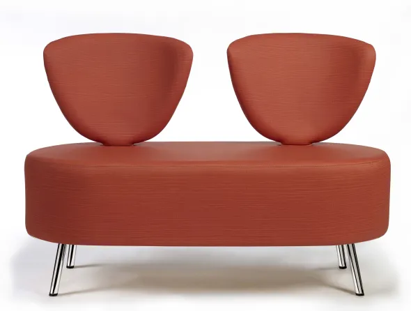 Banquette 2 places Bulle - pieds chromés - unicolore - textile enduit