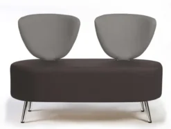 Banquette 2 places Bulle - pieds chromés - assise et dossier bicolores - textile enduit