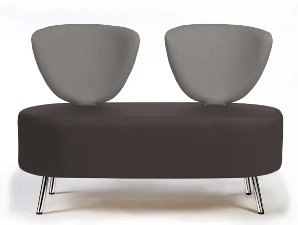 Banquette 2 places Bulle - pieds chromés - assise et dossier bicolores - textile enduit
