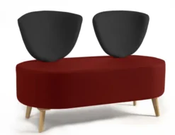 Banquette 2 places Bulle - pieds hêtre - assise et dossier bicolores - tissu