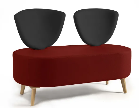 Banquette 2 places Bulle - pieds hêtre - assise et dossier bicolores - tissu