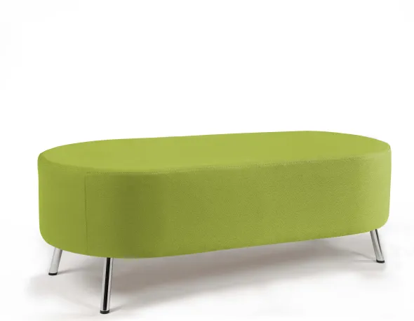 Banquette 2 places Bulle - sans dossier - pieds chromés - tissu