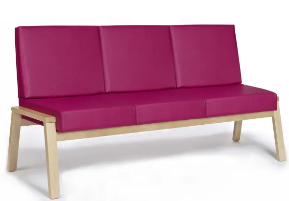 Banquette 3 places Cadeo - structure hêtre - textile enduit