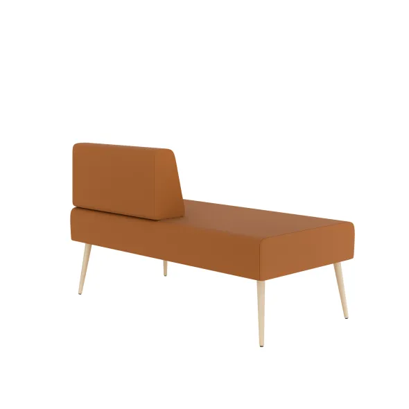 Banquette 2 places Modul@ - 1 dossier - textile enduit - pieds chêne vernis naturel
