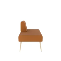 Banquette 2 places Modul@ - 1 dossier - textile enduit - pieds chêne vernis naturel