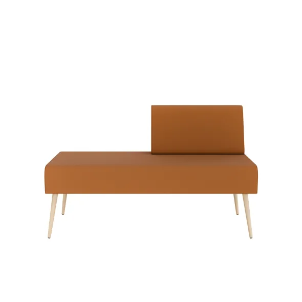 Banquette 2 places Modul@ - 1 dossier - textile enduit - pieds chêne vernis naturel
