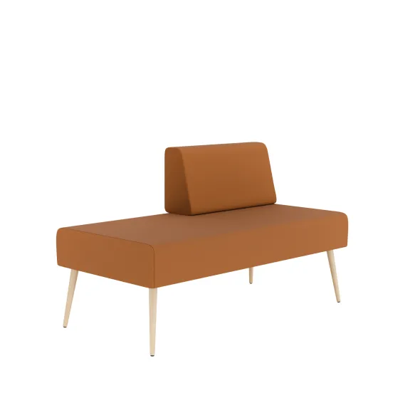 Banquette 2 places Modul@ - 1 dossier - textile enduit - pieds chêne vernis naturel
