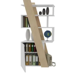 Bibliothèque mélaminé Kheops - h. 190 x l. 90 cm - 3 niches - 1 porte battante 1 tablette mélaminé