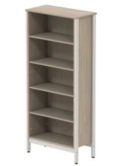 Bibliothèque - Naya - l. 80,66 x h. 185,5 x pr. 40 cm - 5 tablettes - structure hêtre teinté