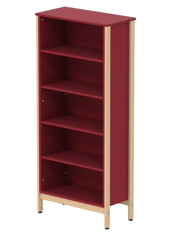 Bibliothèque - Naya - l. 80,66 x h. 185,5 x pr. 40 cm - 5 tablettes - structure hêtre verni naturel