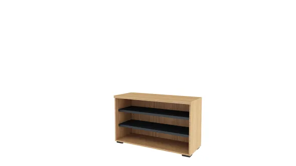 Bibliothèque ouverte hauteur bureau mélaminé Epure - l. 120 cm - 2 tablettes métalliques