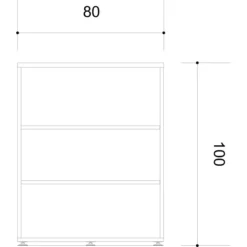 Bibliothèque ouverte mélaminé Arial - h. 100 x l. 80 cm - 2 tablettes