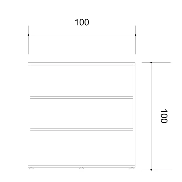 Bibliothèque ouverte mélaminé Arial - h. 100 x l. 100 cm - 2 tablettes