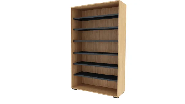 Bibliothèque ouverte mélaminé Epure - h. 197 x l. 120 cm - 6 tablettes métalliques
