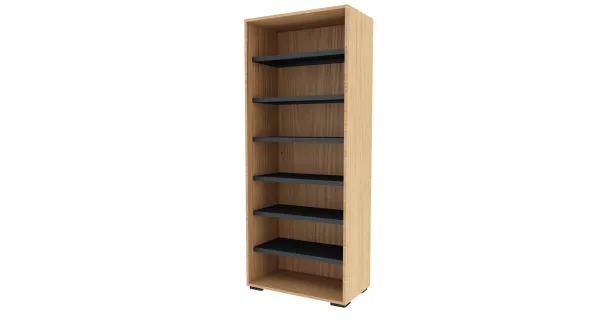 Bibliothèque ouverte mélaminé Epure - h. 197 x l. 80 cm - 6 tablettes métalliques