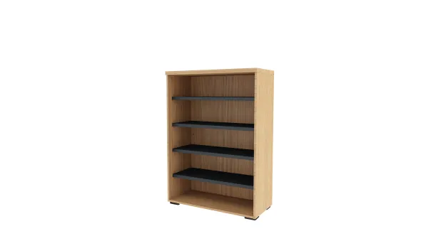 Bibliothèque ouverte mélaminé Epure - h. 140 x l. 100 cm - 4 tablettes métalliques