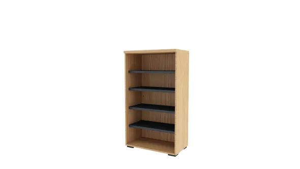 Bibliothèque ouverte mélaminé Epure - h. 140 x l. 80 cm - 4 tablettes métalliques