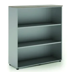 Bibliothèque ouverte mélaminé Léandre Manager - h. 132,8 x l. 120 cm - 2 tablettes mélaminé