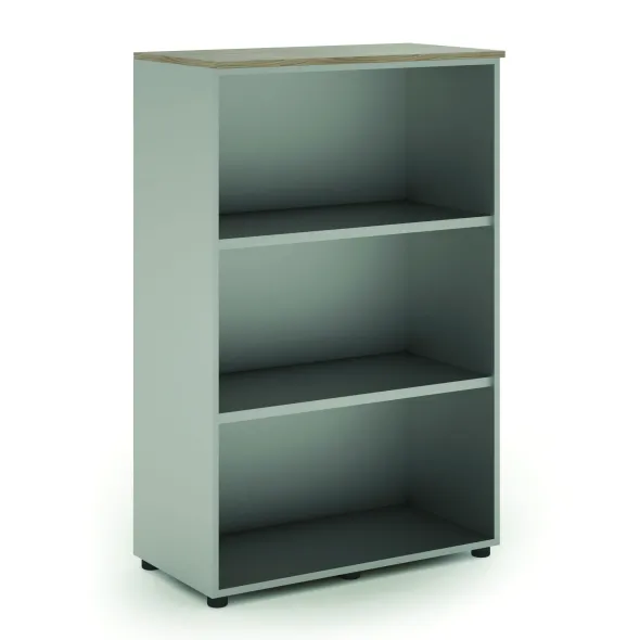 Bibliothèque ouverte mélaminé Léandre Manager - h. 132,8 x l. 86 cm - 2 tablettes mélaminé