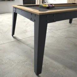 Billard d'intérieur Steel Chêne sablé - pieds gris - drap gris ardoise