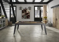 Billard d'intérieur Steel Chêne sablé - pieds gris - drap gris ardoise