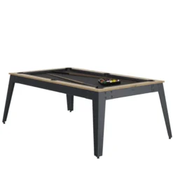 Billard d'intérieur Steel Chêne sablé - pieds gris - drap gris ardoise