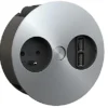 Boitier affleurant 2 PC + 2 USB à fermeture pivotante - inox - à commander en même temps que la table