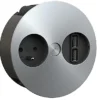 Boitier affleurant 2 PC + 2 USB à fermeture pivotante - inox