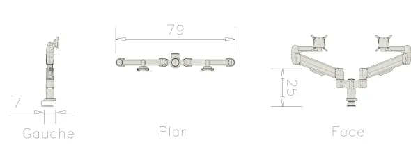 Bras support 2 écrans 2 articulations Epure