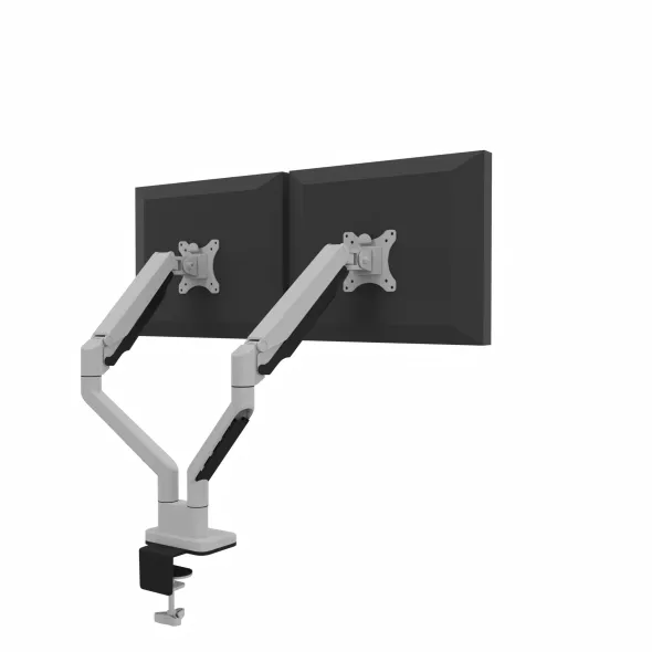 Bras support 2 écrans plats Fusion - fixation par pince - Platinium (Silver) SL - modèle FSMA intro