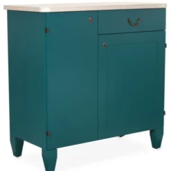 Buffet 2 portes 1 tiroir Petit Quinquina - l. 101,5 x h. 102 x pr. 50 cm - hêtre massif - plateau stratifié antibactérien
