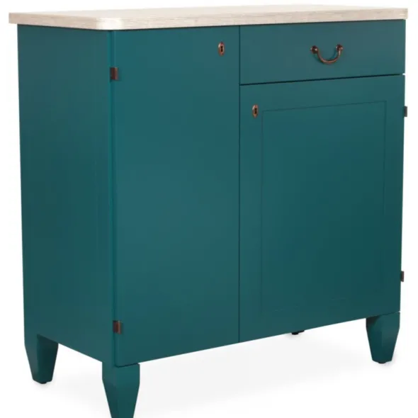 Buffet 2 portes 1 tiroir Petit Quinquina - l. 101,5 x h. 102 x pr. 50 cm - hêtre massif - plateau stratifié antibactérien