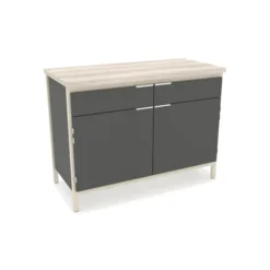 Buffet 2 portes 2 tiroirs Beyla - l 123 x h 92 x pr 55 cm - hêtre massif - plateau stratifié antibactérien chant ABS