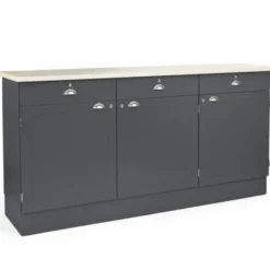 Buffet 3 portes 3 tiroirs Dubonnet - l. 204 x h. 102 x pr. 54 cm - hêtre massif - plateau stratifié antibactérien