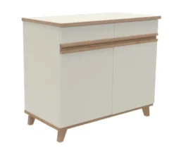 Buffet 2 portes, 2 tiroirs Soline - hêtre verni naturel l. 104,5 x h. 90 x pr. 54,5 cm