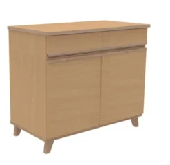 Buffet 2 portes, 2 tiroirs Soline - hêtre verni naturel l. 104,5 x h. 90 x pr. 54,5 cm