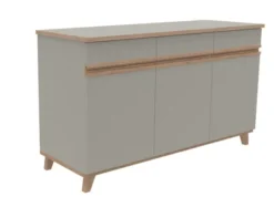 Buffet 3 portes, 3 tiroirs Soline - hêtre verni naturel l. 154 x h. 90 x pr. 54,5 cm