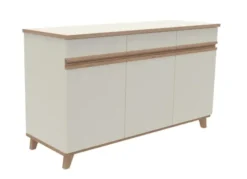 Buffet 3 portes, 3 tiroirs Soline - hêtre verni naturel l. 154 x h. 90 x pr. 54,5 cm
