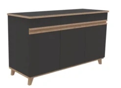 Buffet 3 portes, 3 tiroirs Soline - hêtre verni naturel l. 154 x h. 90 x pr. 54,5 cm