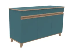 Buffet 3 portes, 3 tiroirs Soline - hêtre verni naturel l. 154 x h. 90 x pr. 54,5 cm