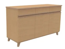 Buffet 3 portes, 3 tiroirs Soline - hêtre verni naturel l. 154 x h. 90 x pr. 54,5 cm